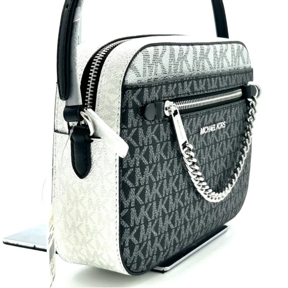 Michael Kors Jet Set Large Signature Logo Crossbody Bag Black Multi